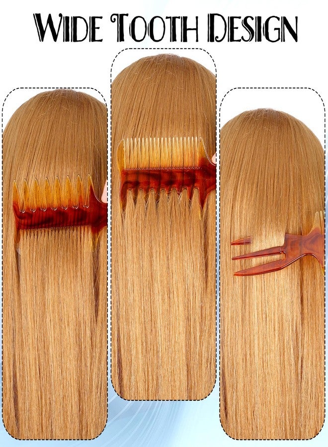 Bruislard Styling Comb, 3 In 1 Fish Tail Bone Shape, Wide Tooth Comb, Hair Pick Combs for Hair Styling Salon Home (Amber) - Image 4